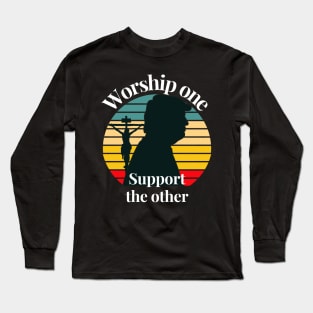 Jesus and Trump worship one and support the other Long Sleeve T-Shirt